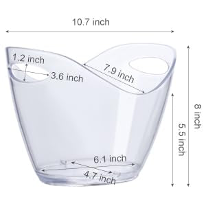 Clear Plastic Ice Bucket with Handles β 4L Drink Tub for Wine, Champagne & Beer β Lightweight, Leak-Proof & Easy to Clean