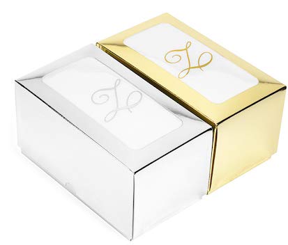 Monogrammed Disposable Napkins – Linen-Feel Paper Guest Hand | Gold or Silver Letter