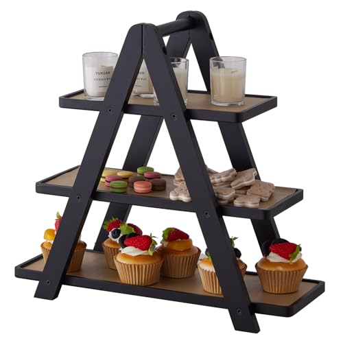 3-Tier Bamboo Cupcake Stand with– Reinforced Dessert Display Tray for Parties, Events, and Home Use