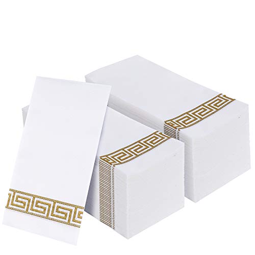 Decorative Disposable Guest Towels – Cloth-Like Paper Napkins with Patterns | Soft, Absorbent & Elegant for Bathroom, Dining & Events - 200 Pack