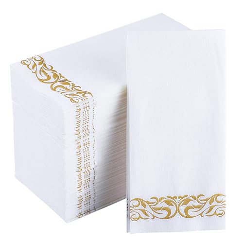 Luxury Disposable Hand Towels – Linen-Feel Paper Guest Napkins for Guest at Weddings, Dinner Parties & Events | Pack of 100