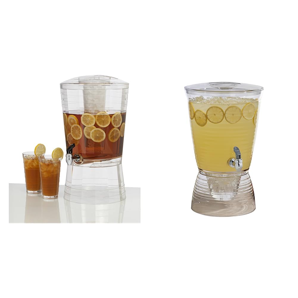 Acrylic Beverage Dispenser with Ice Core & No-Drip Spigot – BPA-Free, Break-Resistant – Made in USA – Ideal for Parties, Events & Home Use