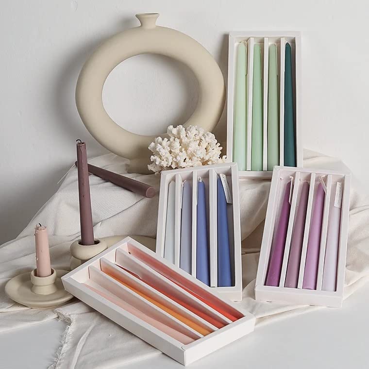 Handmade Spiral Taper Candles – 10" Unscented, Dripless (Set of 4)