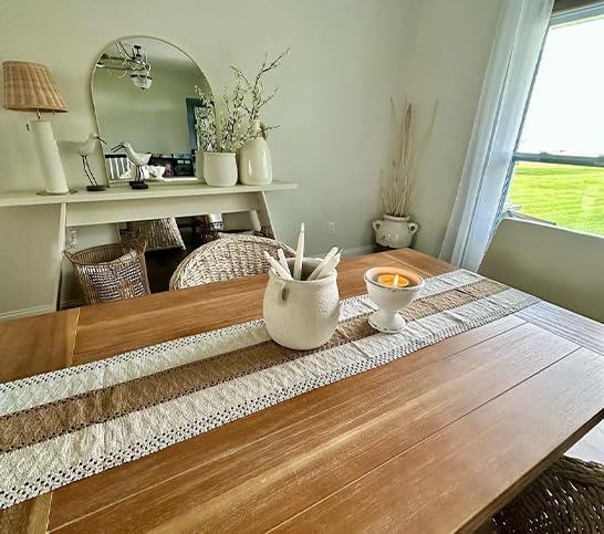 Boho Macrame Table Runner - Rustic Farmhouse Decor for Dining, Events & Holidays