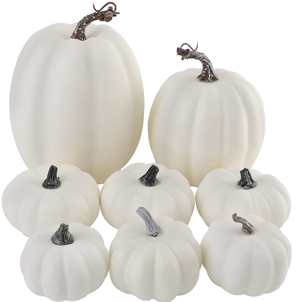 White & Gold Artificial Harvest Pumpkins – 16-Piece Fall Décor Set