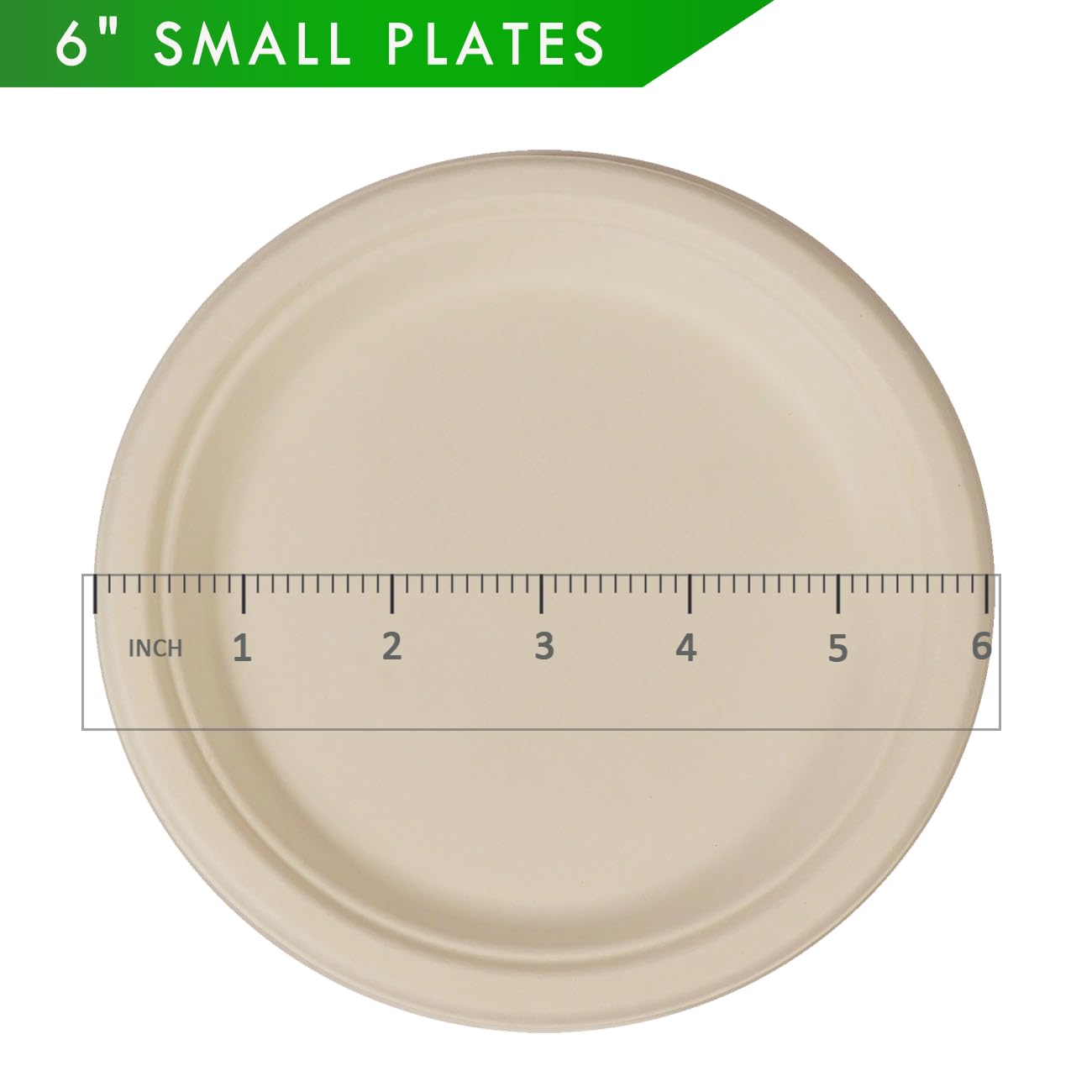 6-Inch Compostable Heavyweight Plates β 100% Biodegradable Bagasse & Bamboo Fiber (Pack of 50)