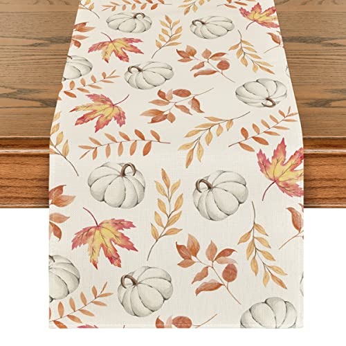 Pumpkins Fall Maple Leaves Fall Table Runner