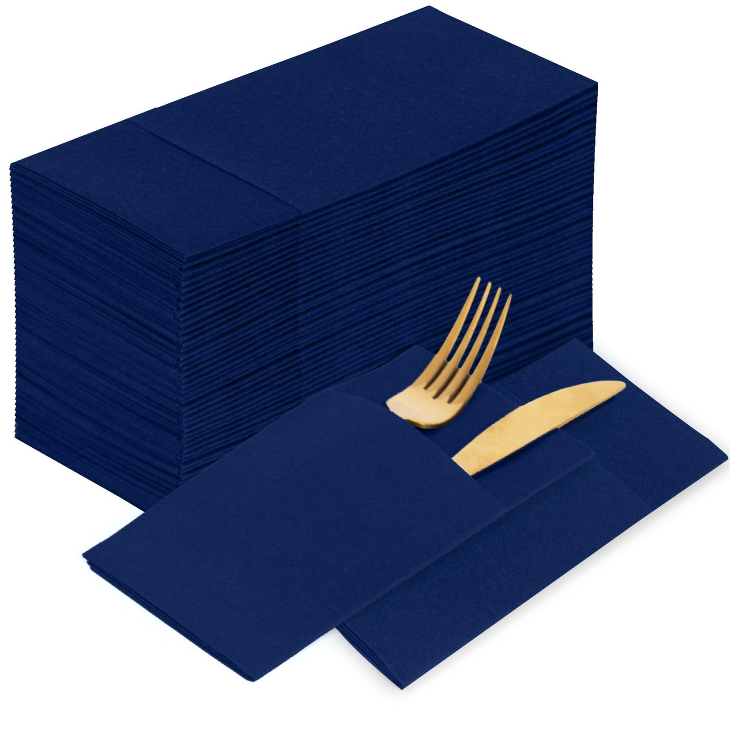 Solid Color Pocket Napkins – 50-Pack Linen-Like Paper Napkins with Silverware Pocket | Soft, Absorbent & Elegant for Dining, Weddings, and Events - Matcha Green