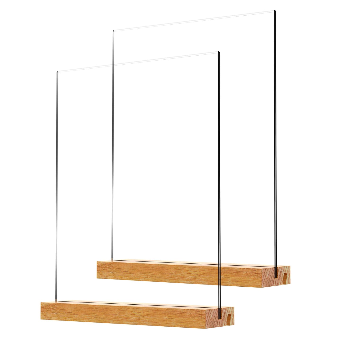 Beech Wood Acrylic Sign Holder – Double-Sided Slotted Display Stand for Menus, Signs, Promotions | Clear Acrylic Tabletop Signage