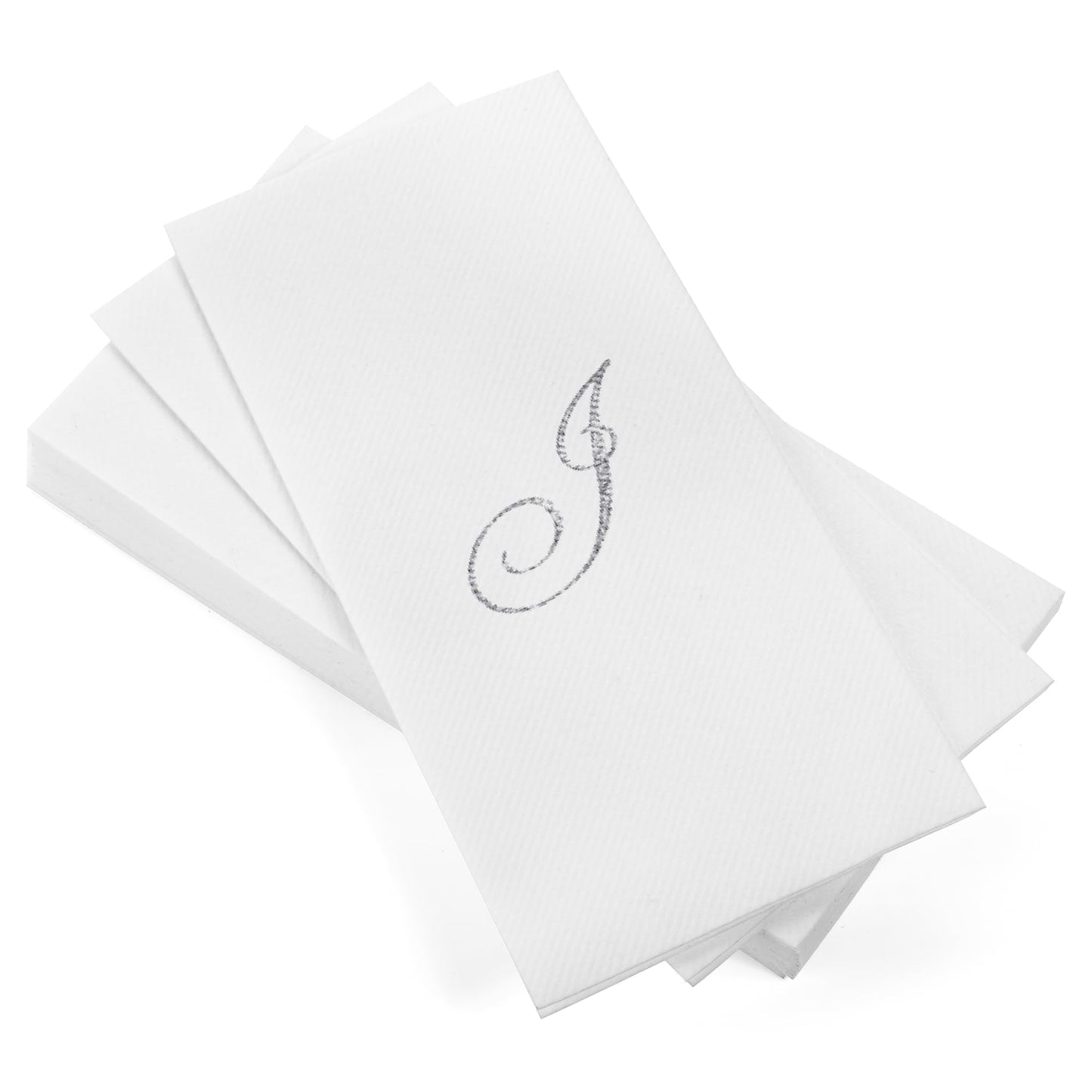 Monogrammed Disposable Napkins – Linen-Feel Paper Guest Hand | Gold or Silver Letter