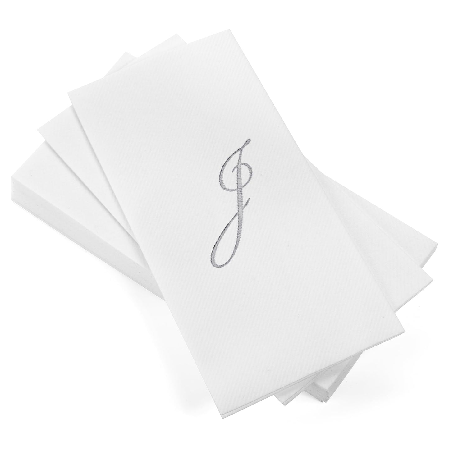 Monogrammed Disposable Napkins – Linen-Feel Paper Guest Hand | Gold or Silver Letter