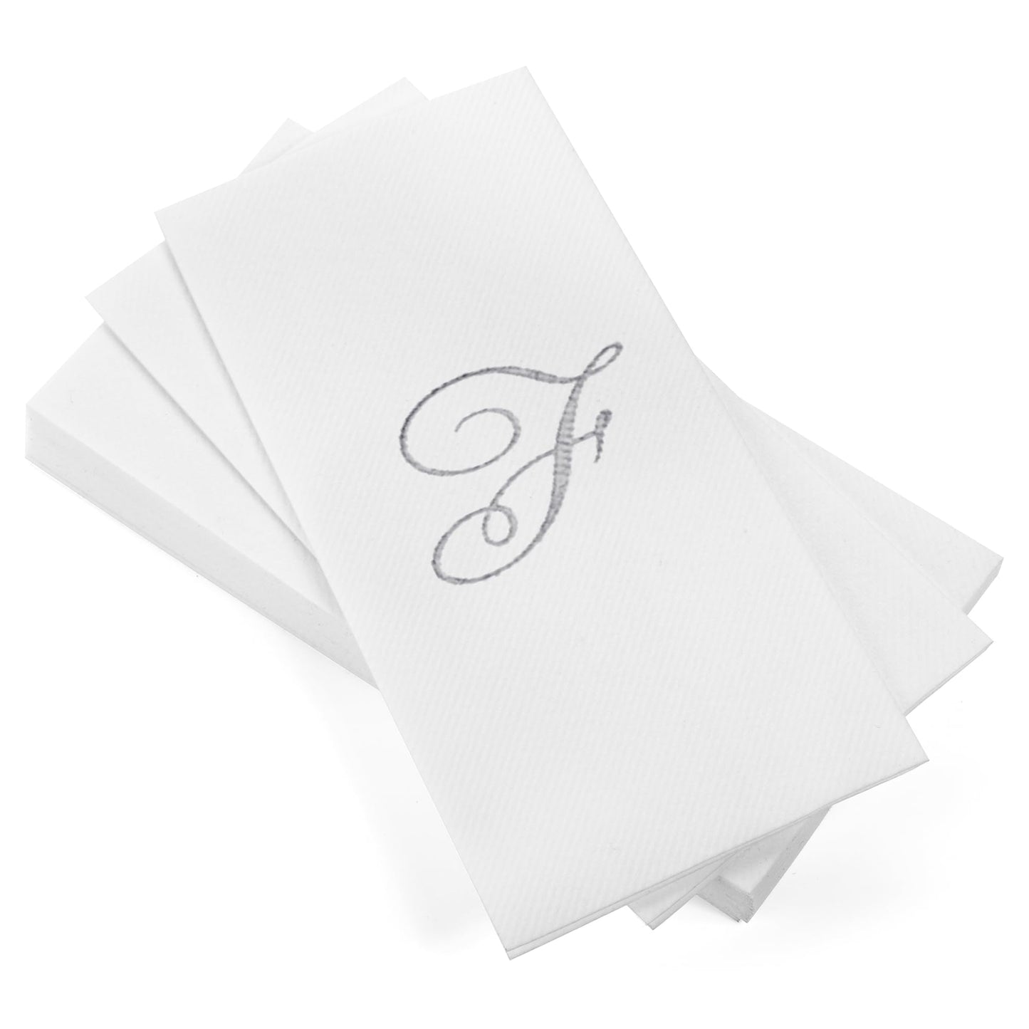 Monogrammed Disposable Napkins – Linen-Feel Paper Guest Hand | Gold or Silver Letter