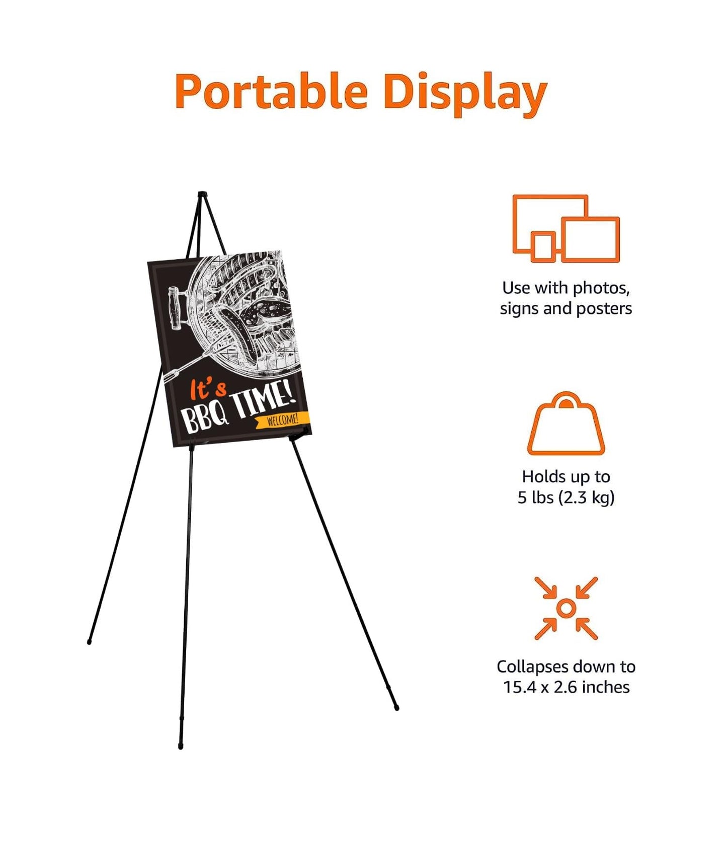 Portable Metal & Plastic Tabletop Display Easel – Lightweight Folding Easel Stand for Posters, Signs, and Presentations | Adjustable Height with Clip