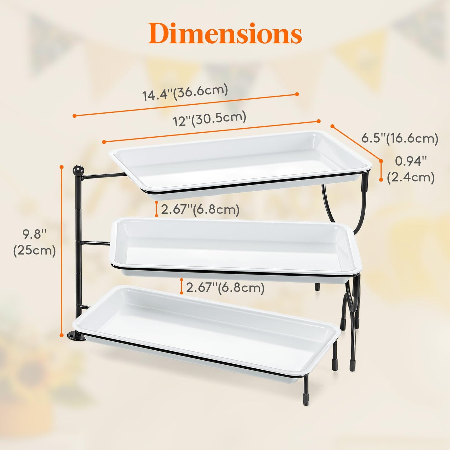 Clear Plastic Serving Tray – BPA-Free Shatterproof PET Dessert Stand for Parties, Weddings & Events | Space-Saving Display with Non-Slip Base