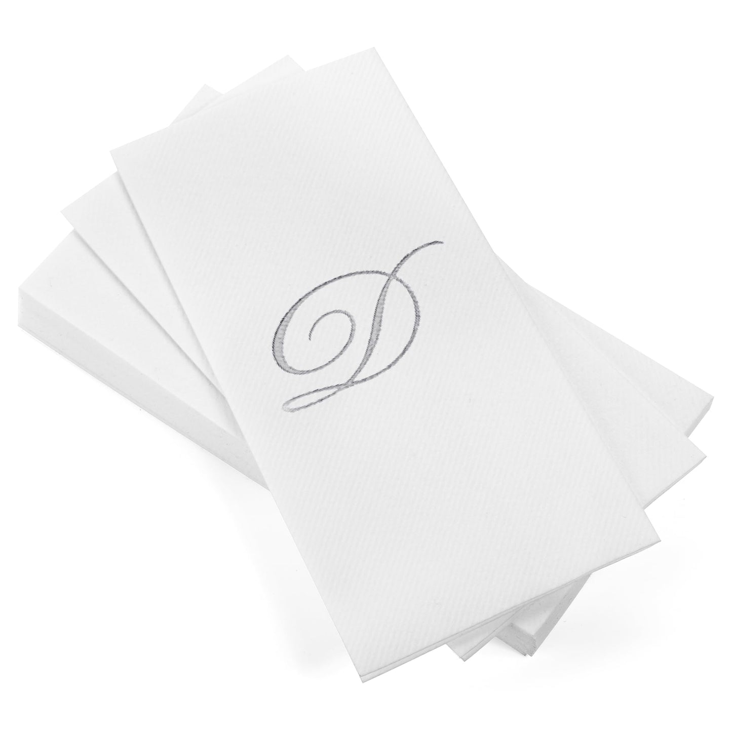 Monogrammed Disposable Napkins – Linen-Feel Paper Guest Hand | Gold or Silver Letter