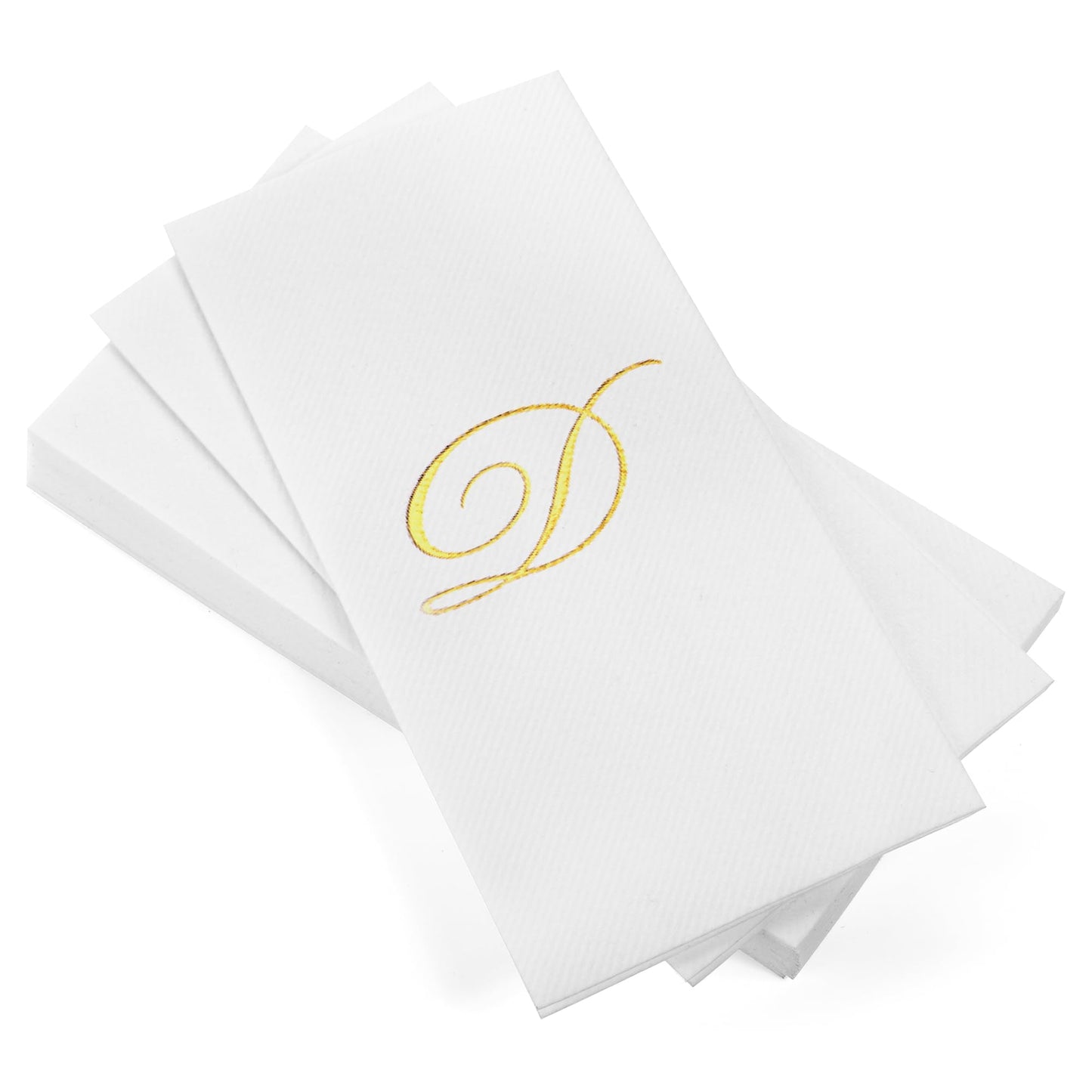 Monogrammed Disposable Napkins – Linen-Feel Paper Guest Hand | Gold or Silver Letter