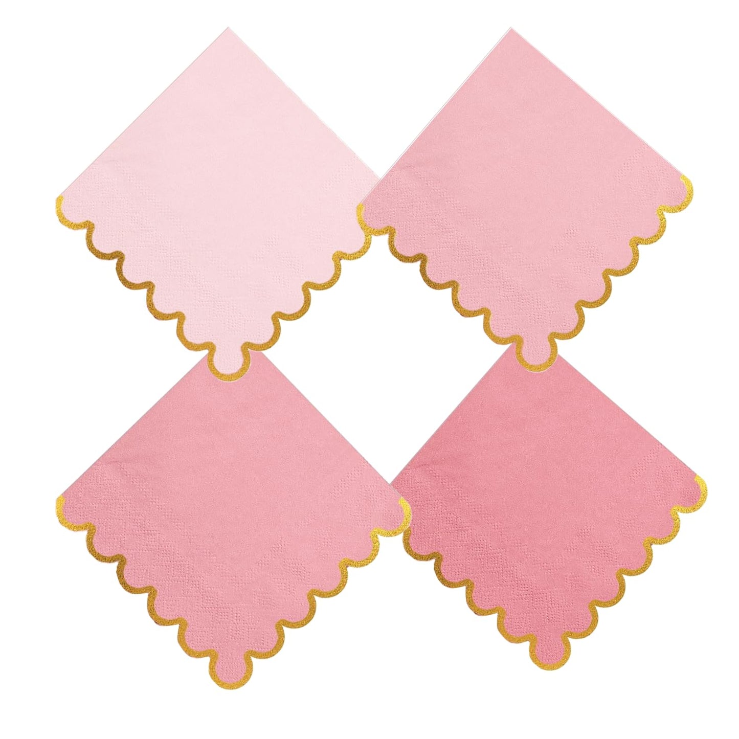 Cocktail Napkins – Scalloped Gold Foil Edge | Soft, Absorbent, Decorative Party Napkins for Weddings, Baby Showers & Events - 100 pack