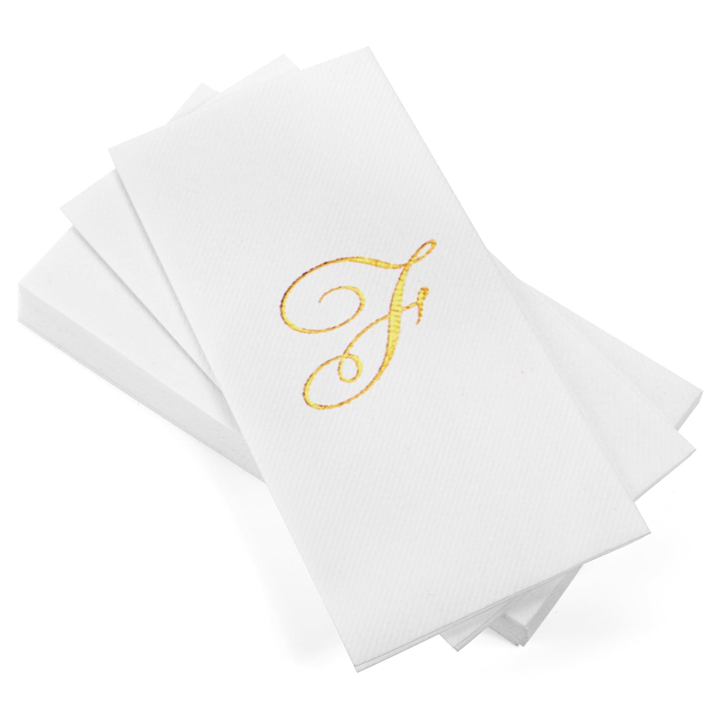 Monogrammed Disposable Napkins – Linen-Feel Paper Guest Hand | Gold or Silver Letter