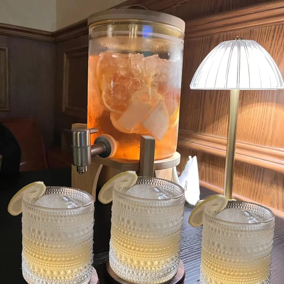 Artcochan Hobnail Beaded Drinking Glasses – Vintage Embossed Glassware Set of 6 (10oz) – Textured Water & Cocktail Tumblers
