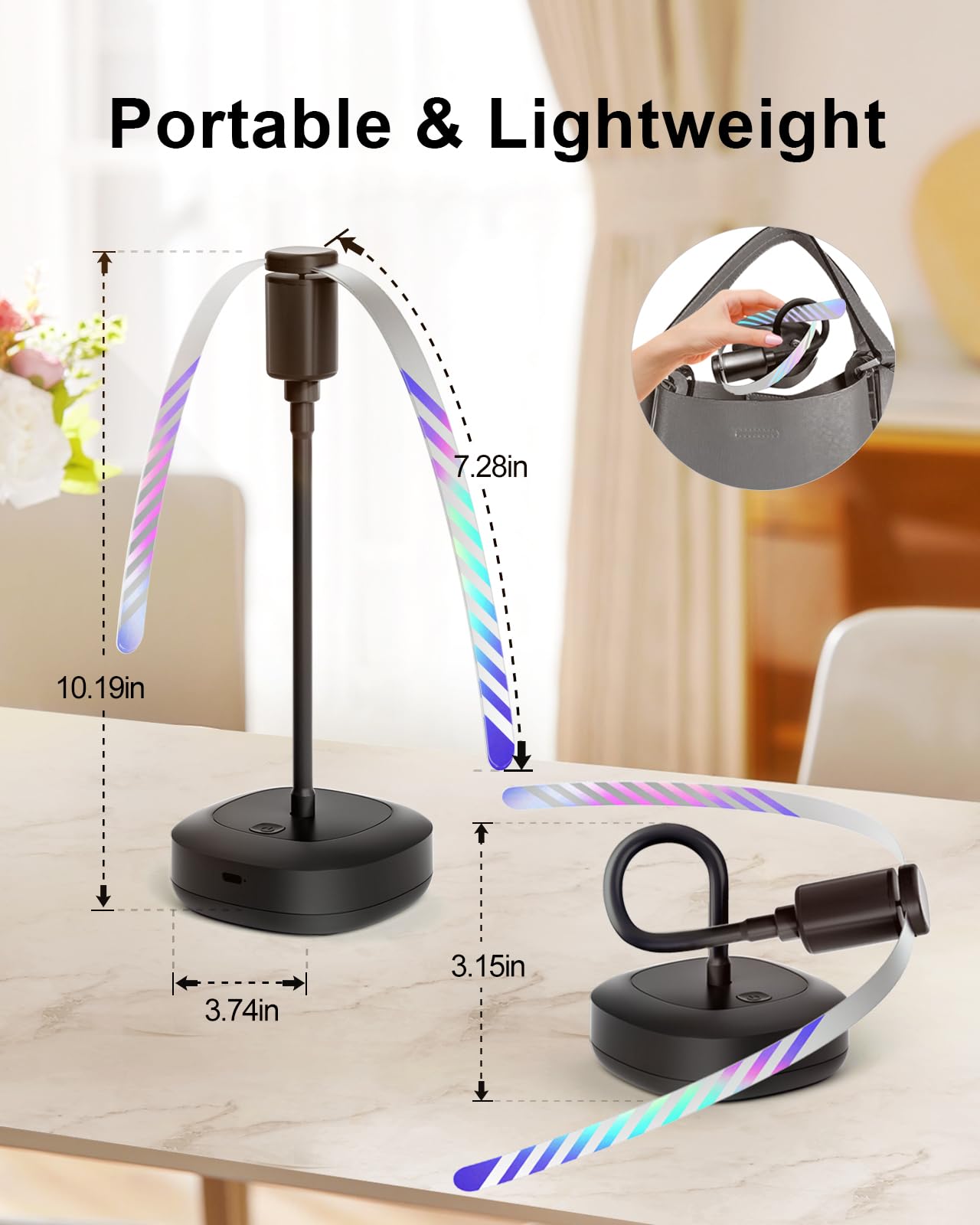 Table Food Fan – Insect Repellent with Reflective Blades, Flexible Neck, Silent Operation, USB-C Charging