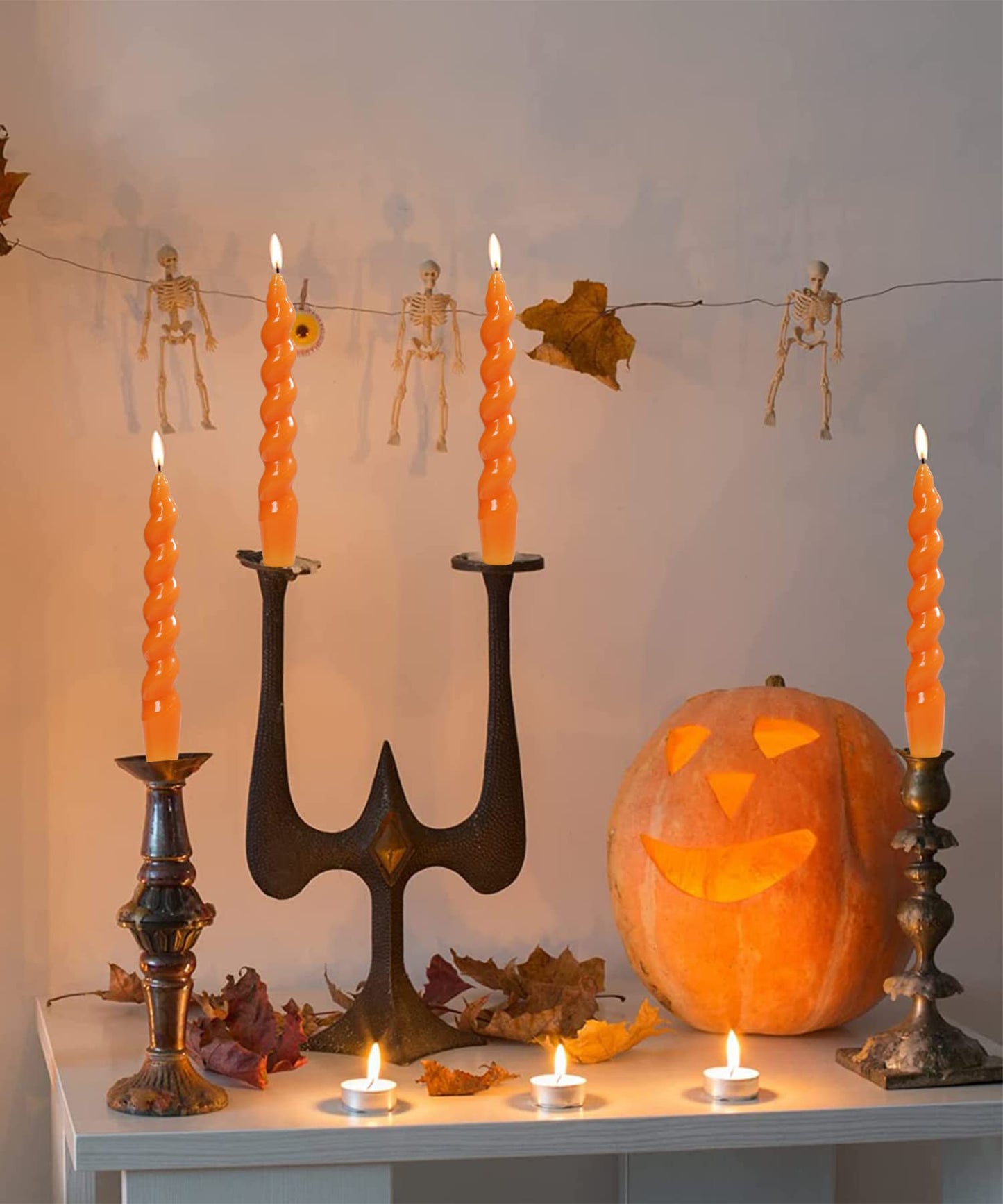 Handmade Spiral Taper Candles – 10" Unscented, Dripless (Set of 4)