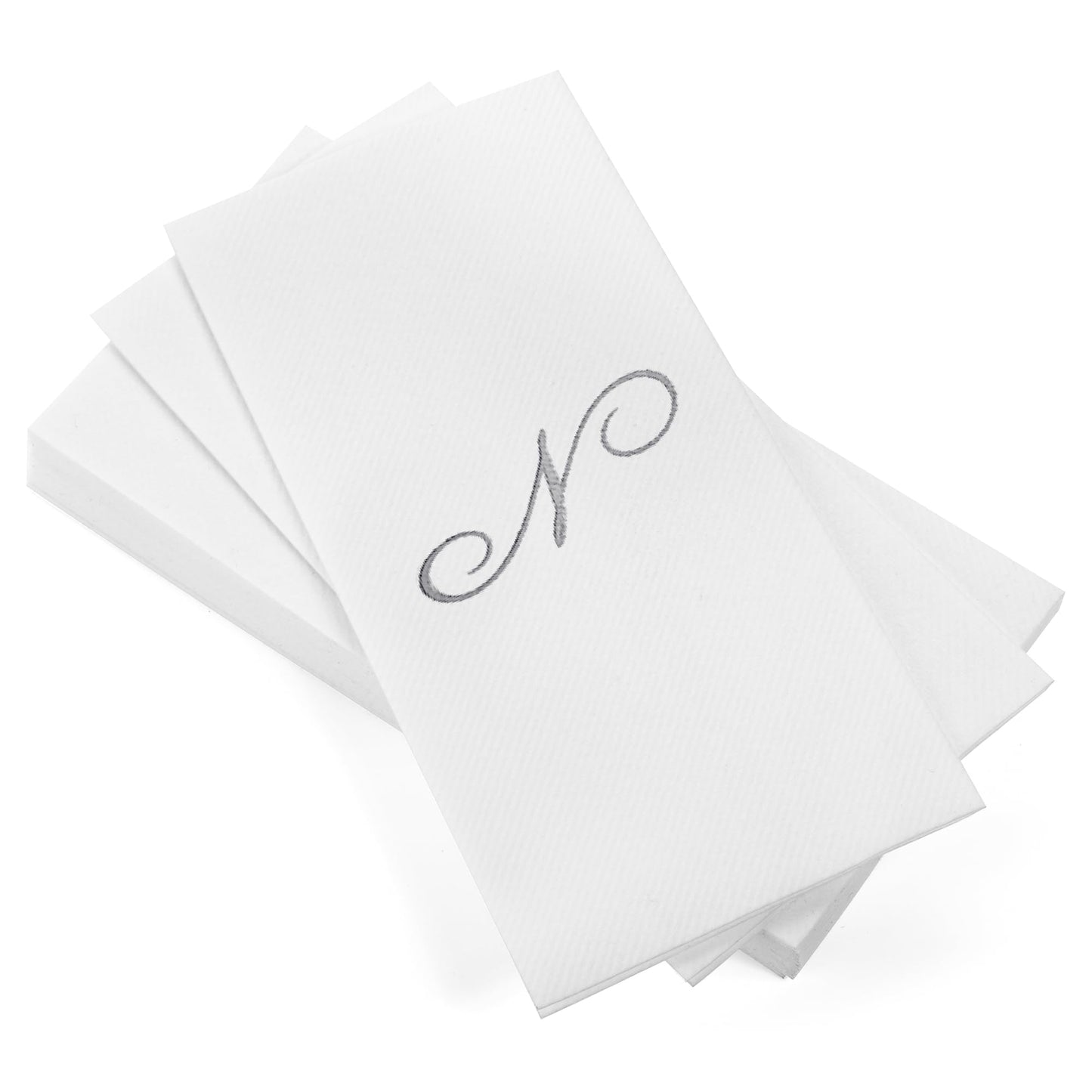 Monogrammed Disposable Napkins – Linen-Feel Paper Guest Hand | Gold or Silver Letter