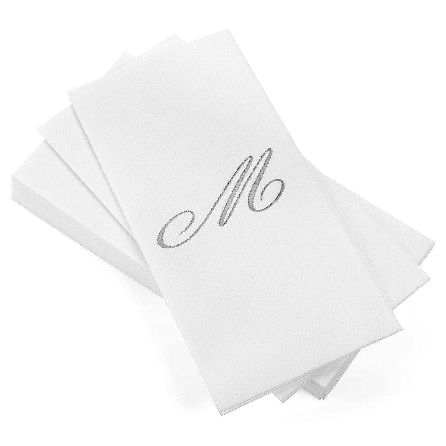 Monogrammed Disposable Napkins – Linen-Feel Paper Guest Hand | Gold or Silver Letter