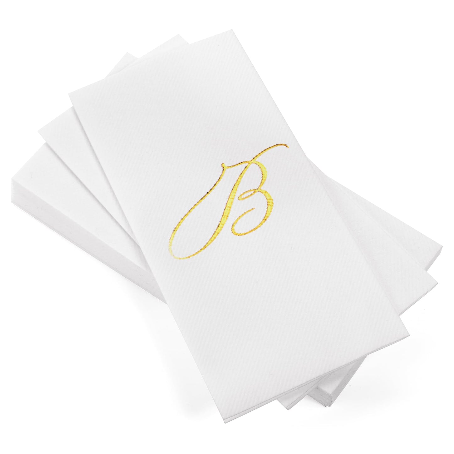 Monogrammed Disposable Napkins – Linen-Feel Paper Guest Hand | Gold or Silver Letter