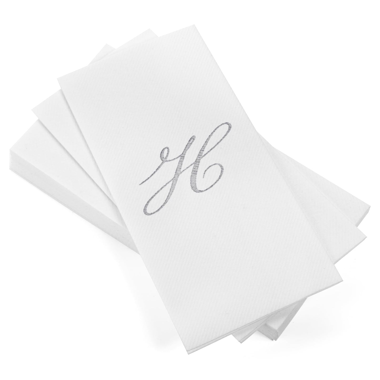 Monogrammed Disposable Napkins – Linen-Feel Paper Guest Hand | Gold or Silver Letter