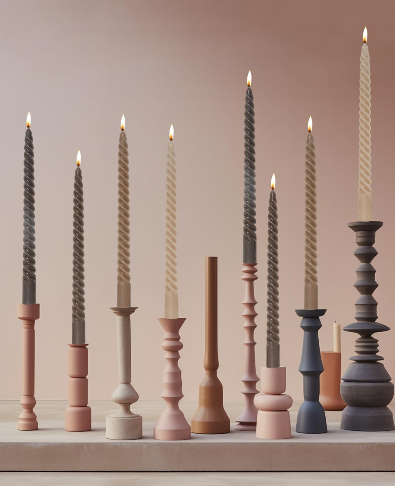Handmade Spiral Taper Candles – 10" Unscented, Dripless (Set of 4)