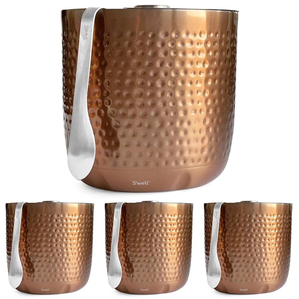 AestheticTriple-Layered Ice Bucket with Tongs – Vacuum-Insulated, Stainless Steel, Condensation-Free