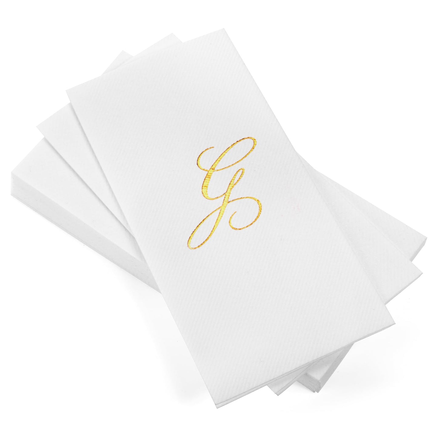 Monogrammed Disposable Napkins – Linen-Feel Paper Guest Hand | Gold or Silver Letter