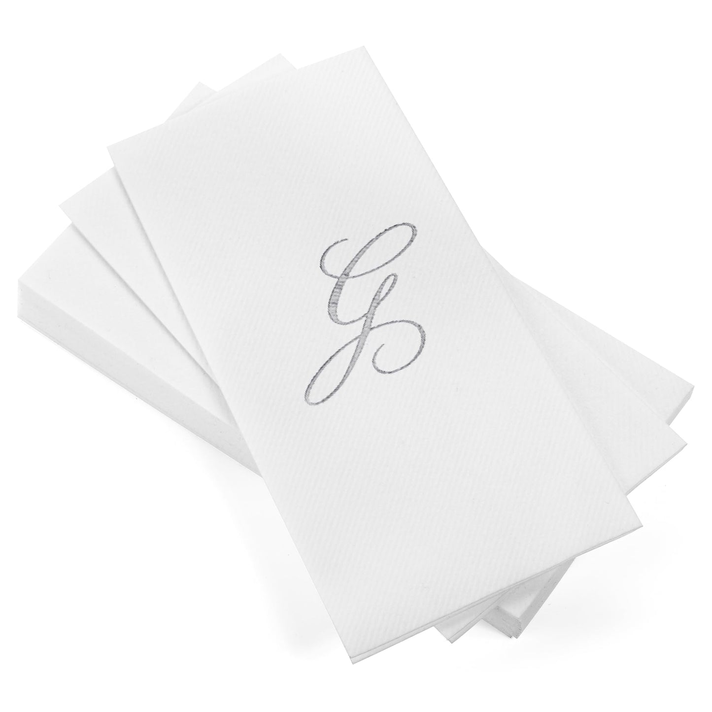 Monogrammed Disposable Napkins – Linen-Feel Paper Guest Hand | Gold or Silver Letter