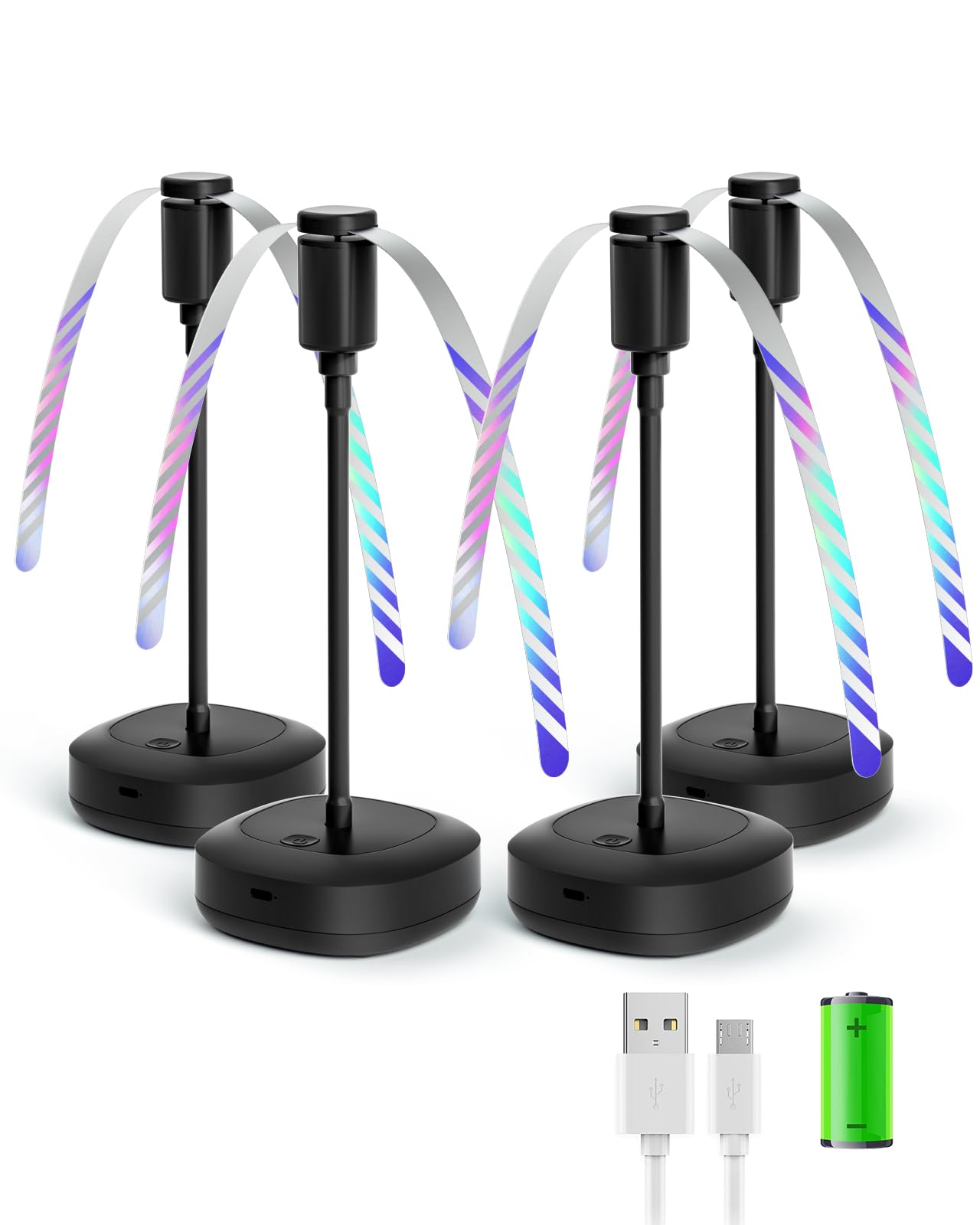 Table Food Fan – Insect Repellent with Reflective Blades, Flexible Neck, Silent Operation, USB-C Charging