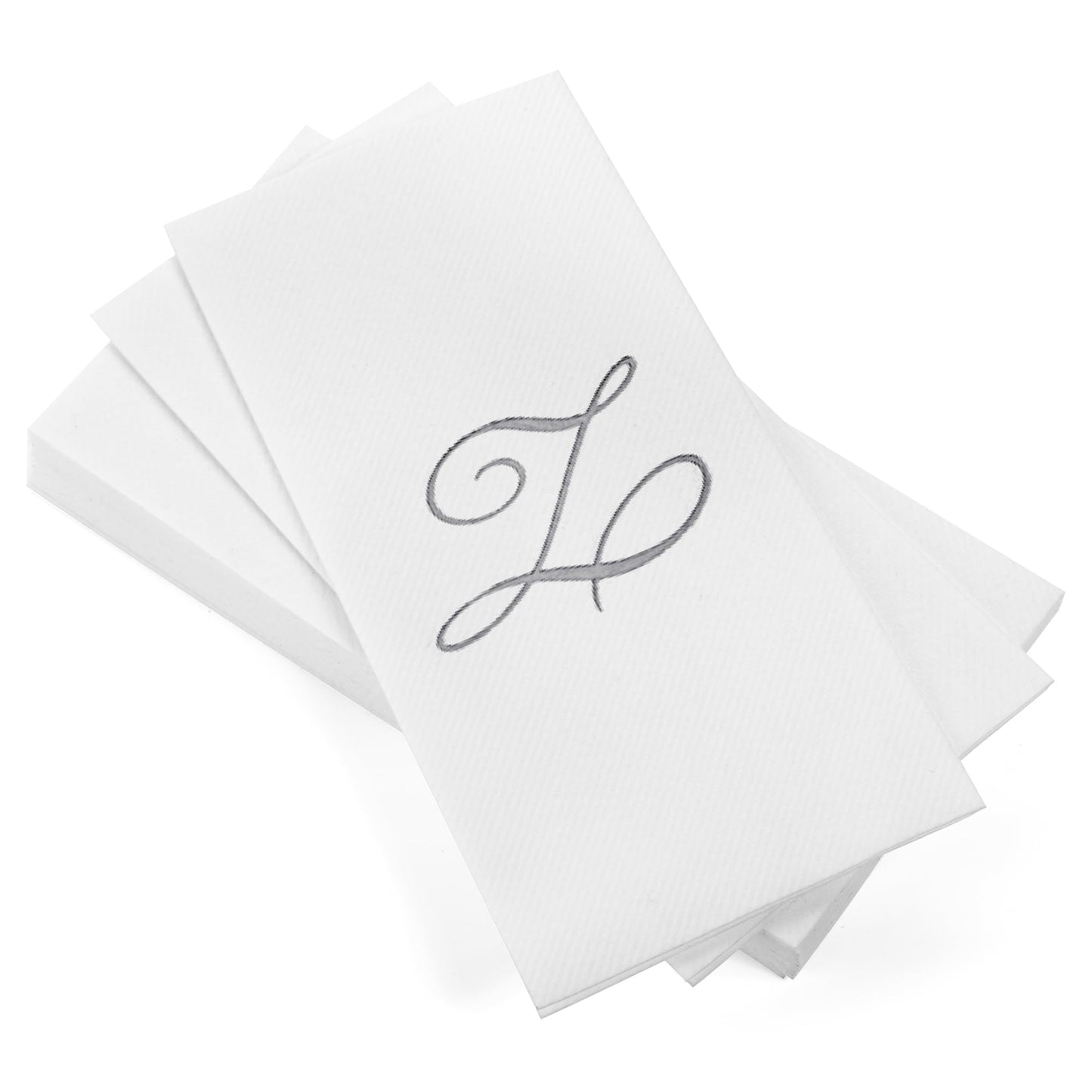 Monogrammed Disposable Napkins – Linen-Feel Paper Guest Hand | Gold or Silver Letter