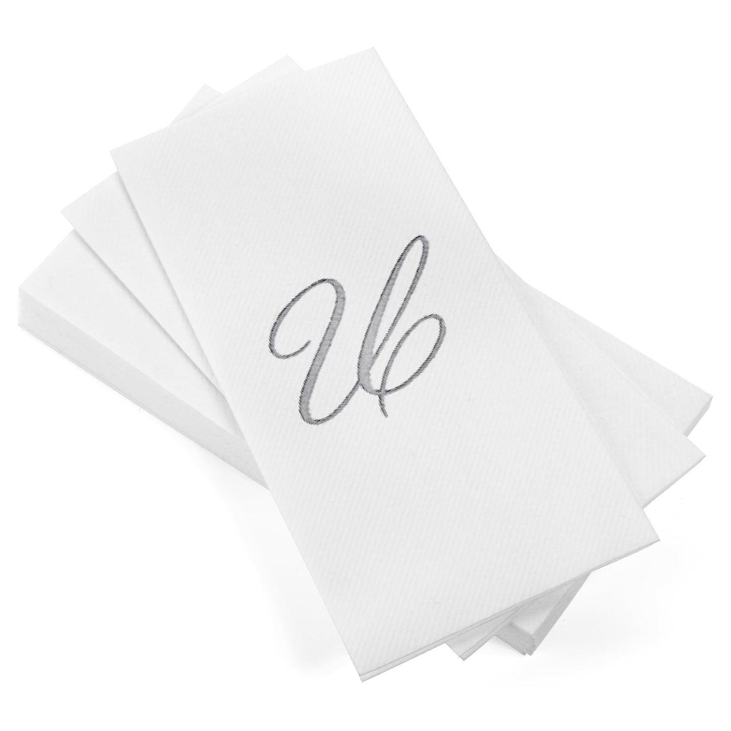Monogrammed Disposable Napkins – Linen-Feel Paper Guest Hand | Gold or Silver Letter