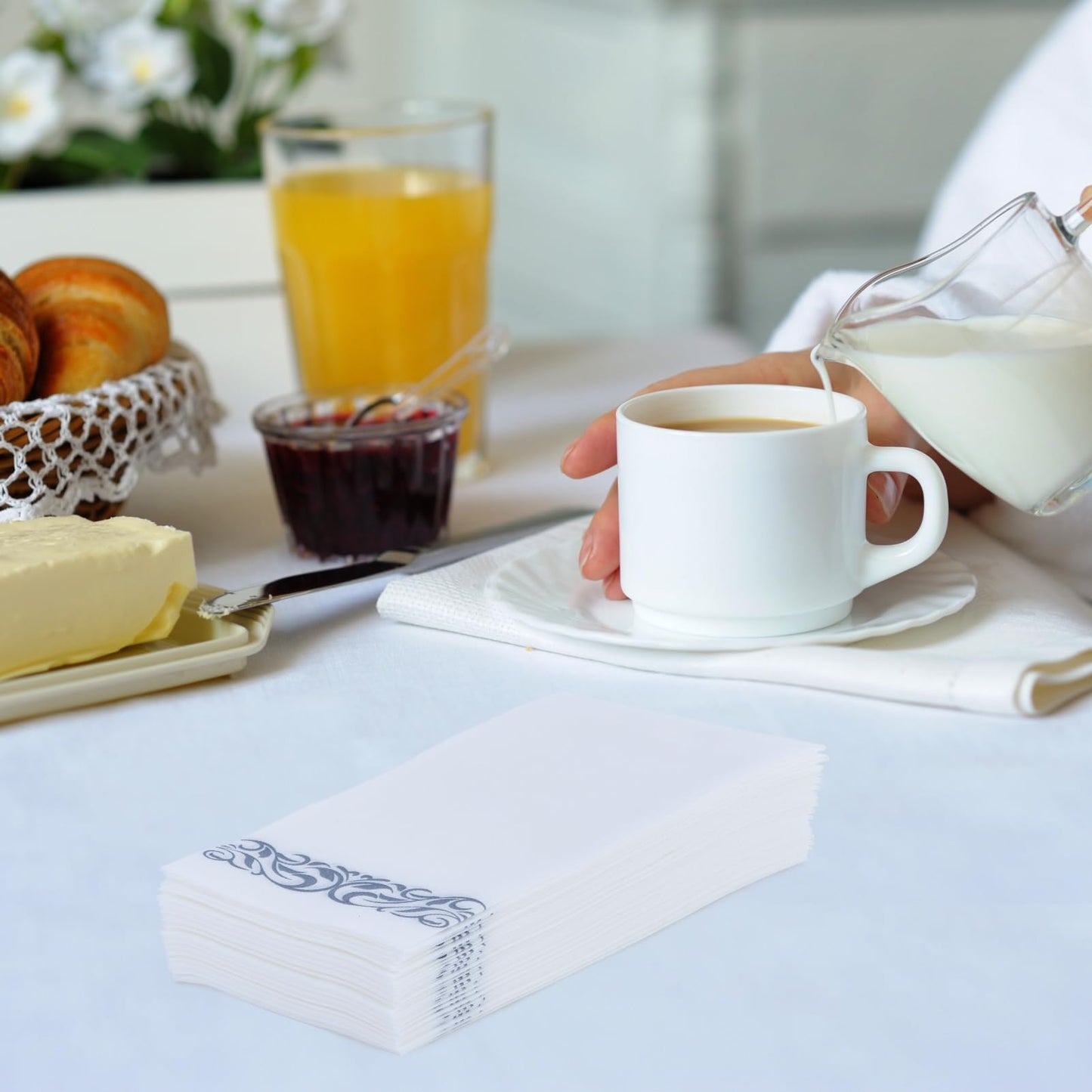 Luxury Disposable Hand Towels – Linen-Feel Paper Guest Napkins for Guest at Weddings, Dinner Parties & Events | Pack of 100