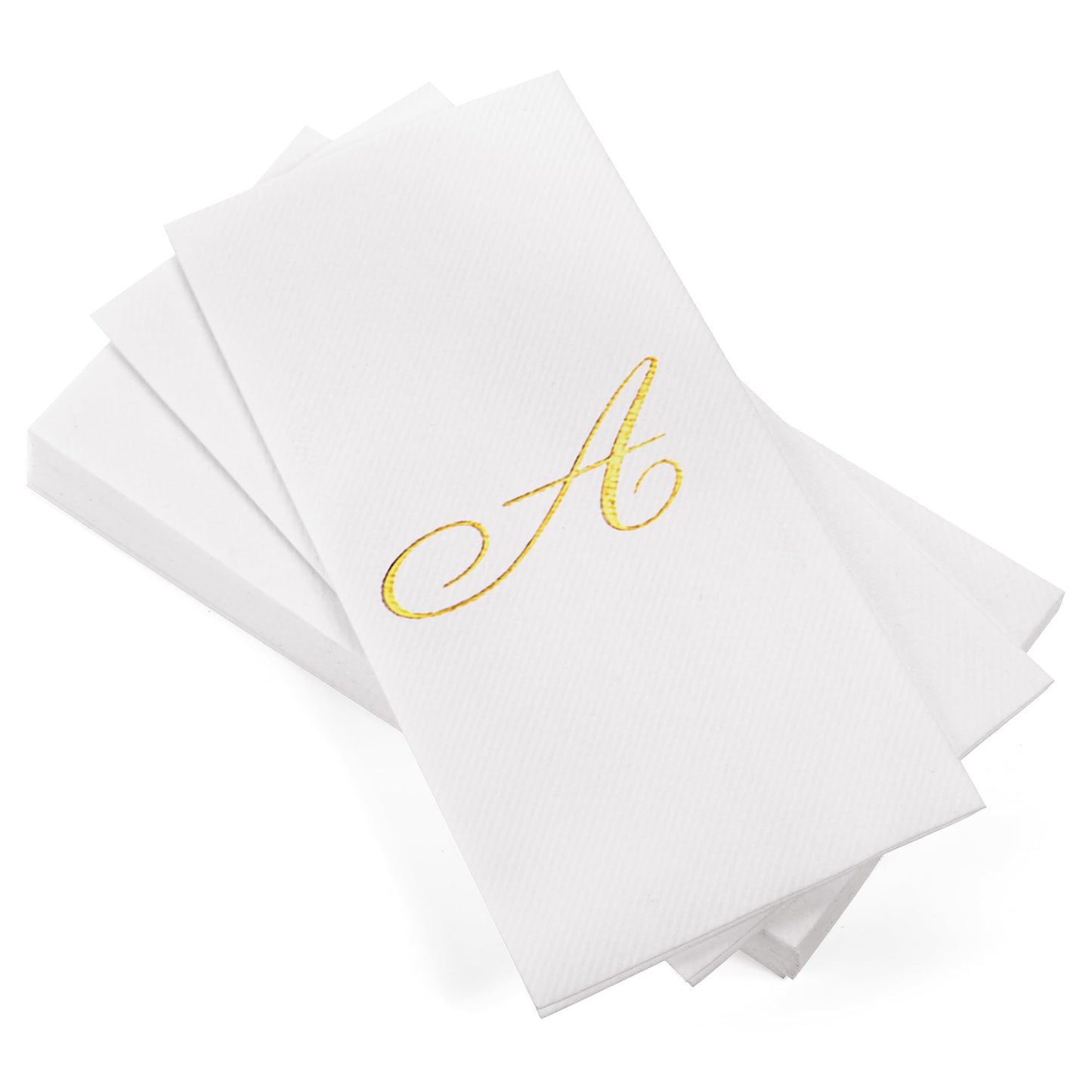 Monogrammed Disposable Napkins – Linen-Feel Paper Guest Hand | Gold or Silver Letter