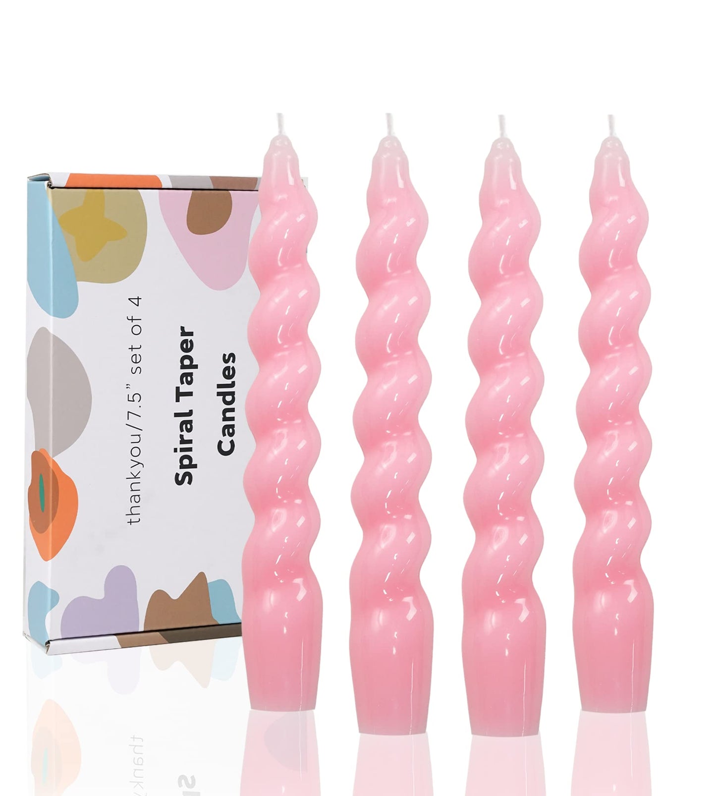 Handmade Spiral Taper Candles – 10" Unscented, Dripless (Set of 4)
