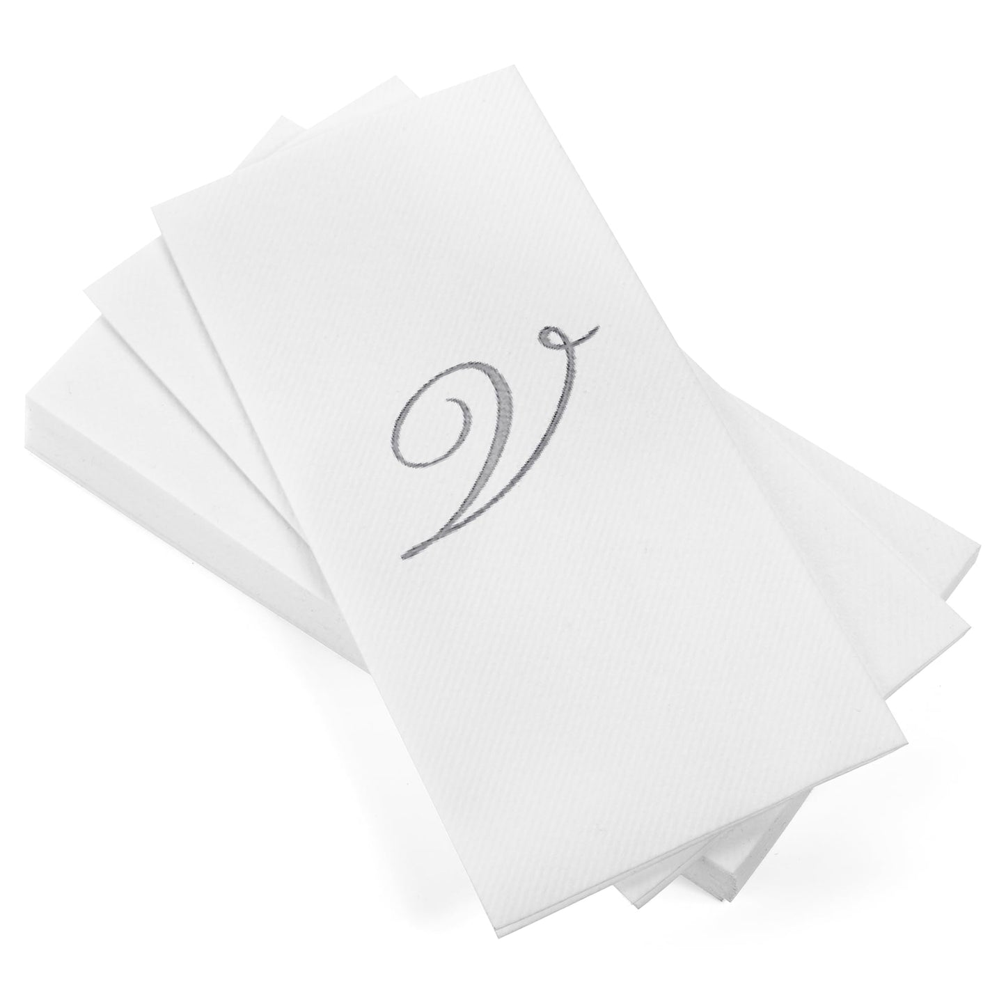 Monogrammed Disposable Napkins – Linen-Feel Paper Guest Hand | Gold or Silver Letter