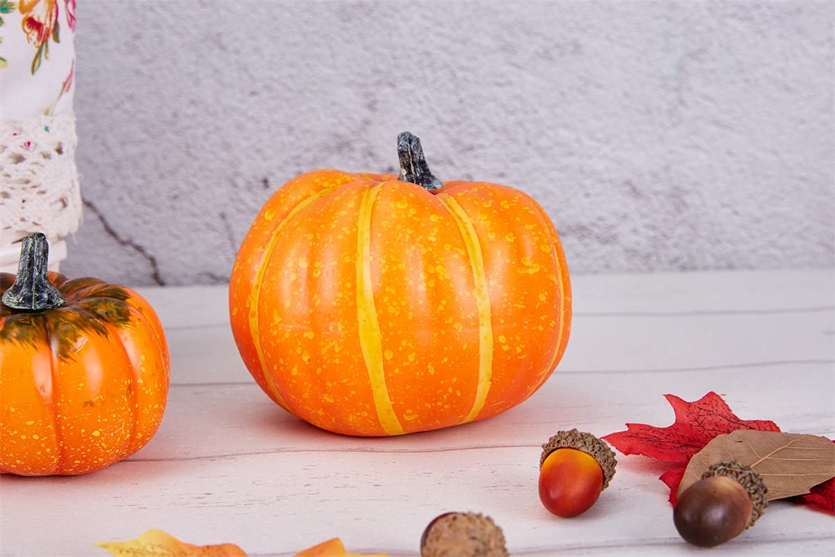 White & Gold Artificial Harvest Pumpkins – 16-Piece Fall Décor Set
