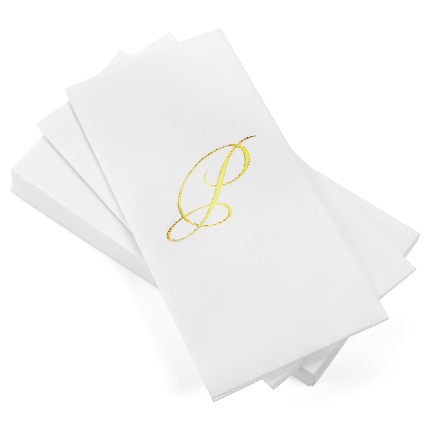Monogrammed Disposable Napkins – Linen-Feel Paper Guest Hand | Gold or Silver Letter