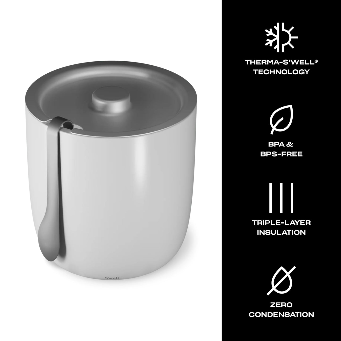 AestheticTriple-Layered Ice Bucket with Tongs – Vacuum-Insulated, Stainless Steel, Condensation-Free