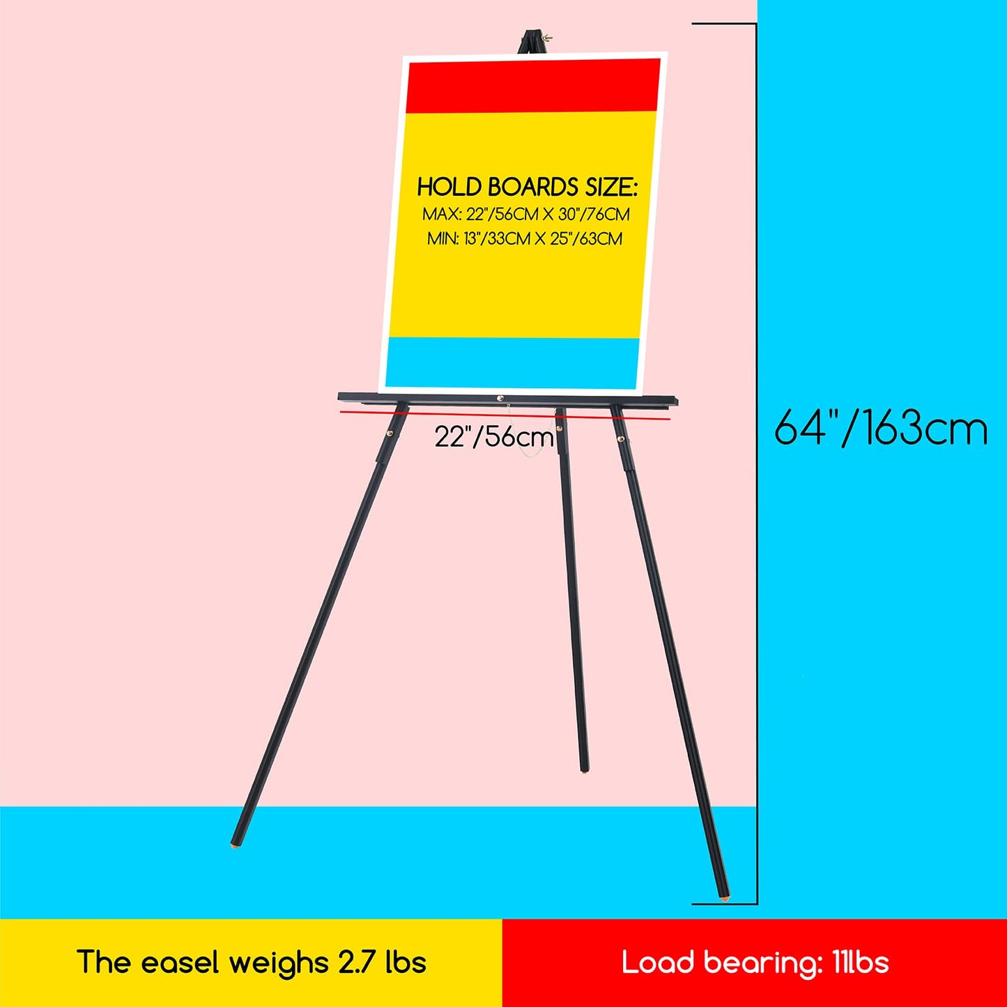 Beech Wood Display Easel – Lightweight Folding Tripod Stand for Canvas, Signs & Presentations | 64" Artist & Event Easel