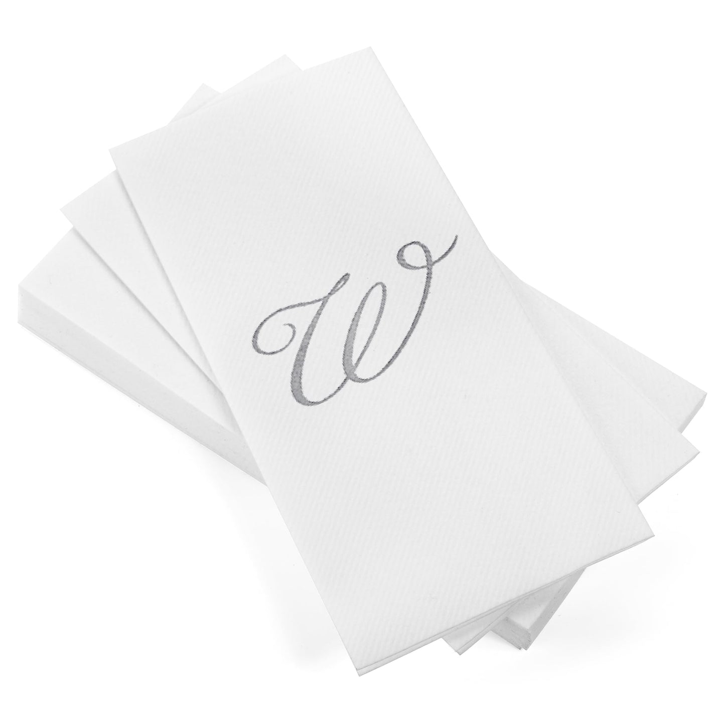 Monogrammed Disposable Napkins – Linen-Feel Paper Guest Hand | Gold or Silver Letter