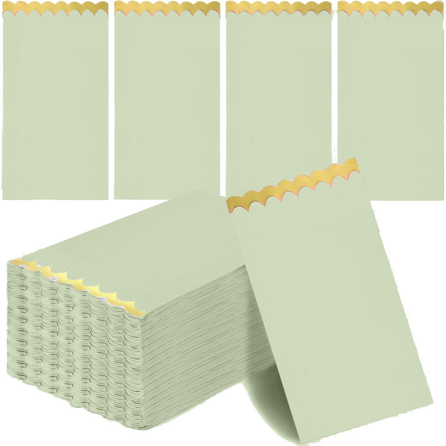 Cocktail Napkins – Scalloped Gold Foil Edge | Soft, Absorbent, Decorative Party Napkins for Weddings, Baby Showers & Events - 100 pack