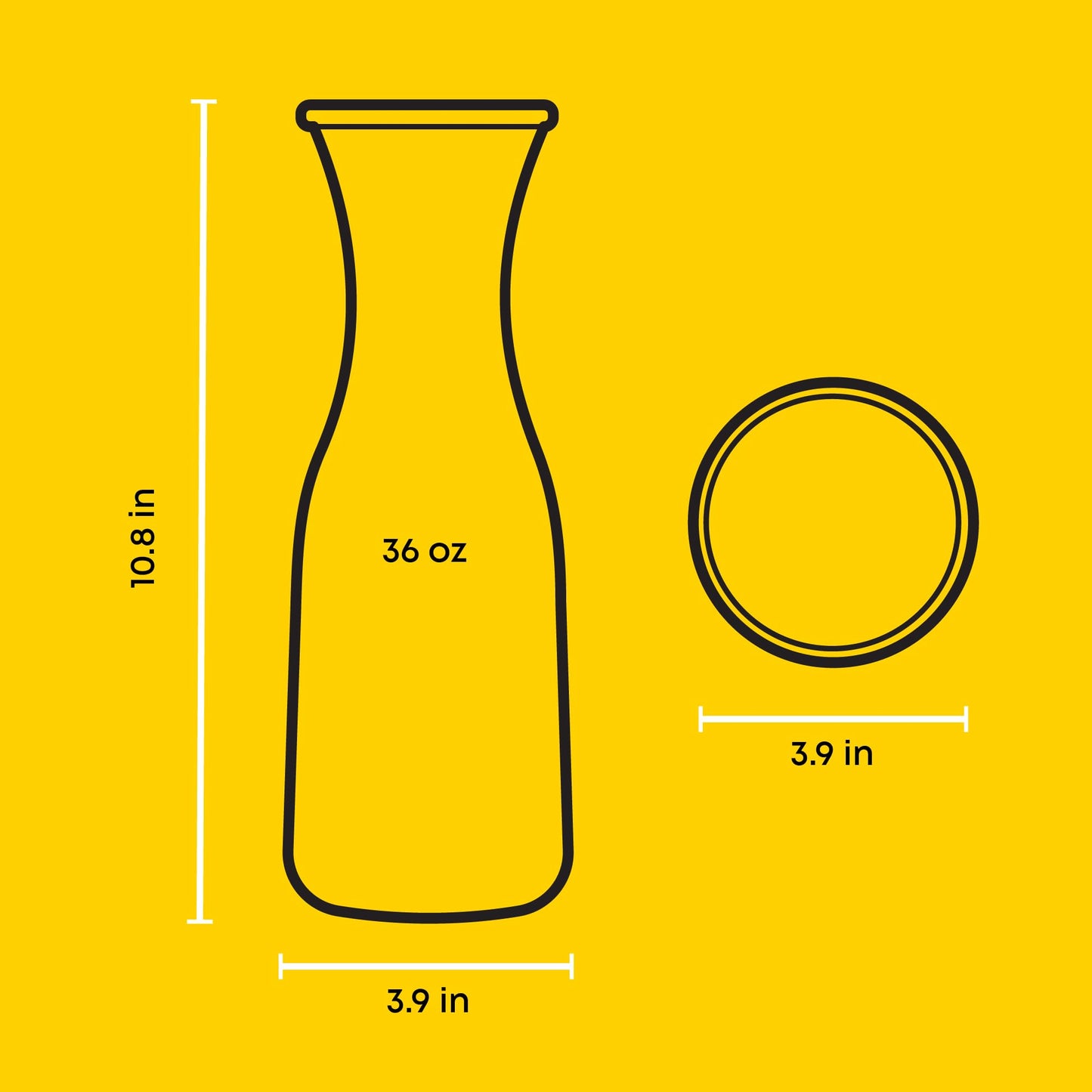 Glass Carafe Set with BPA-Free Lids – 3pc Set with Extra Lids, Fits Large Ice Cubes, Dishwasher Safe