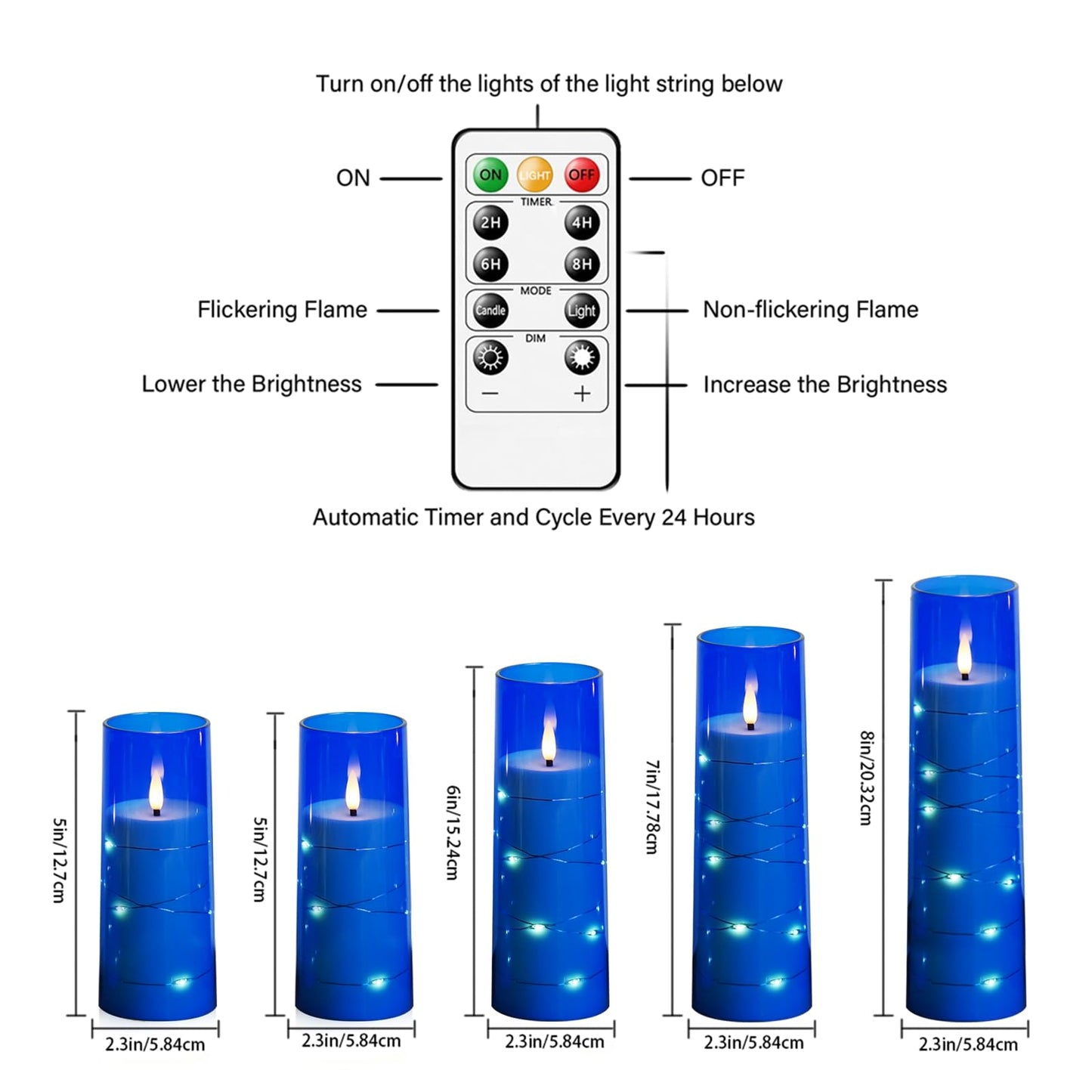 Flameless Mood Lighting Candle Set with Embedded String Lights