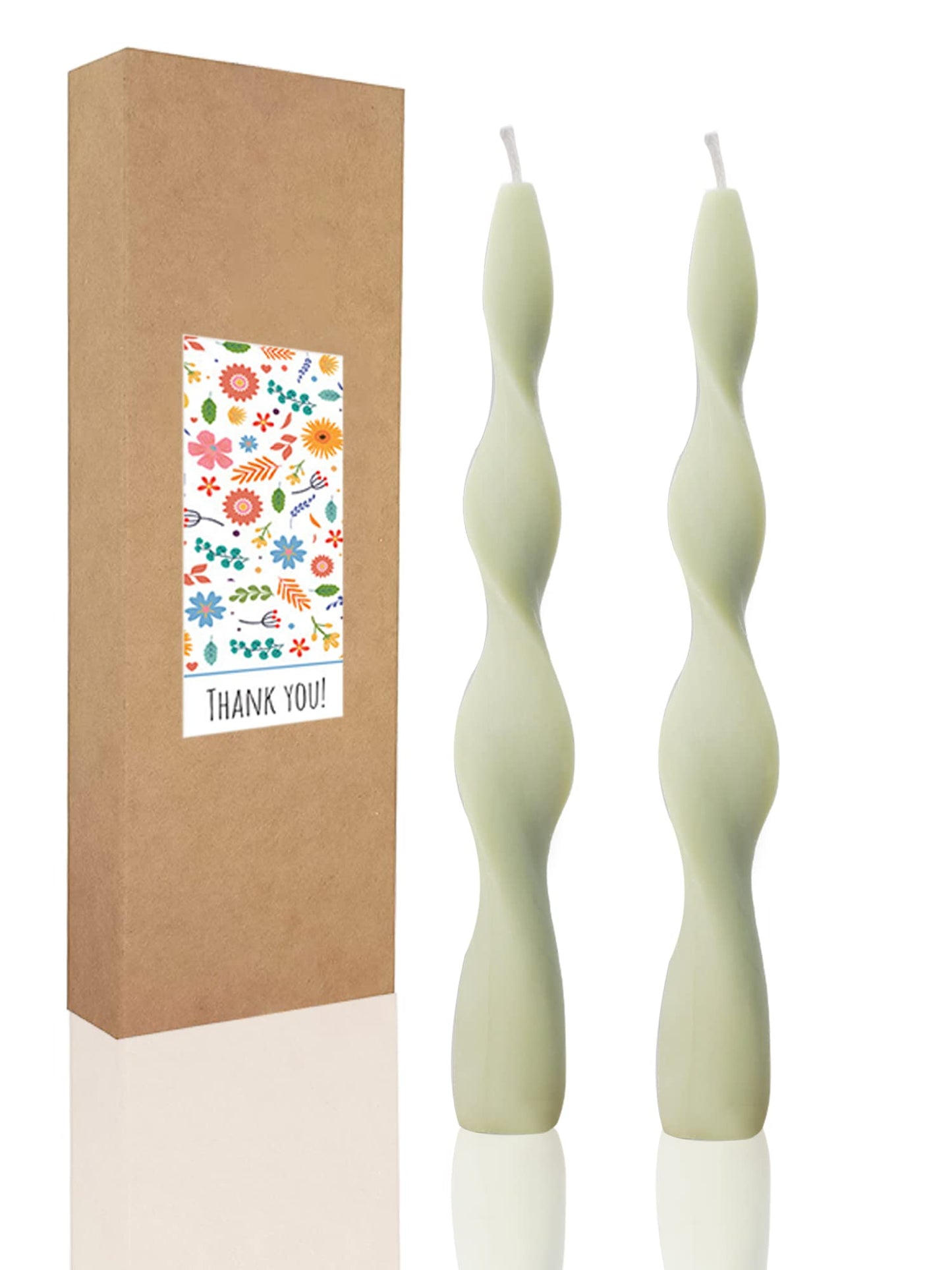 Handmade Spiral Taper Candles – 10" Unscented, Dripless (Set of 4)