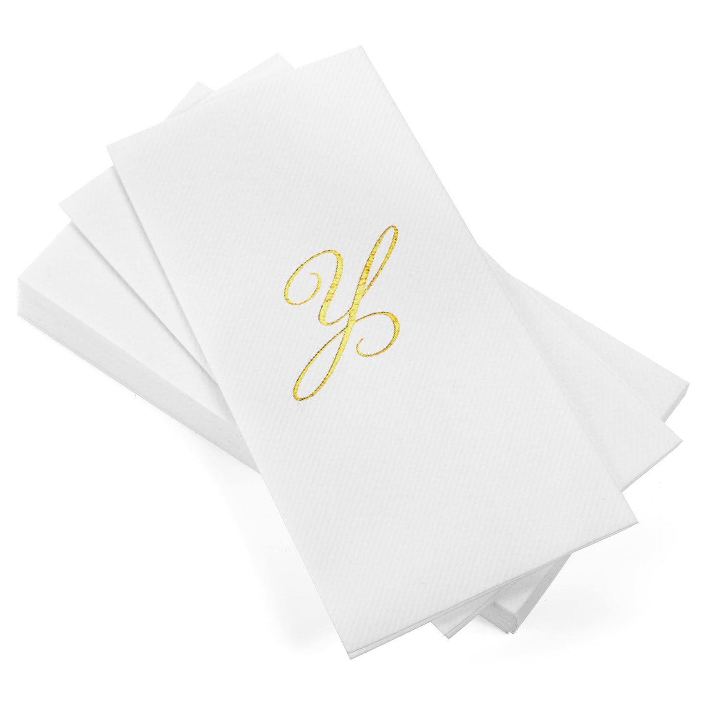 Monogrammed Disposable Napkins – Linen-Feel Paper Guest Hand | Gold or Silver Letter